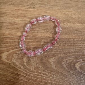 Pink Clear Beaded Stretch Bracelet